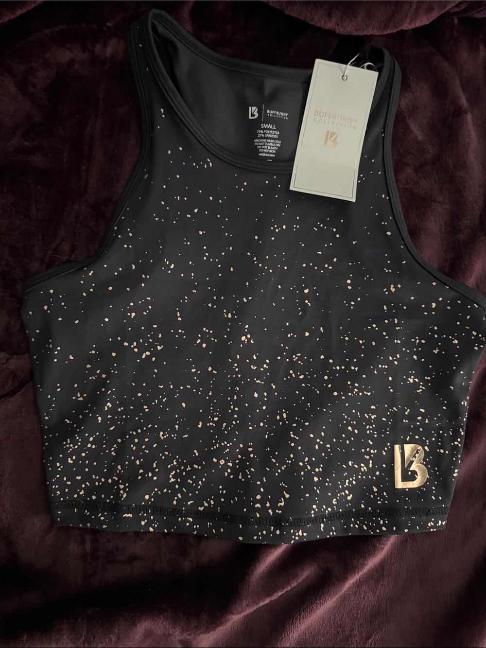 BuffBunny Black & Rosé Aurora Crop  Sports Bra Tank Top